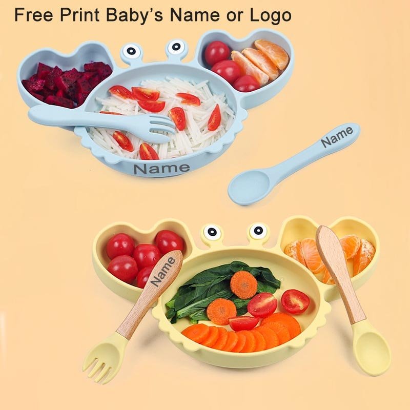 Personalized name Food Grade Baby Feeding Set with Spoon, fork